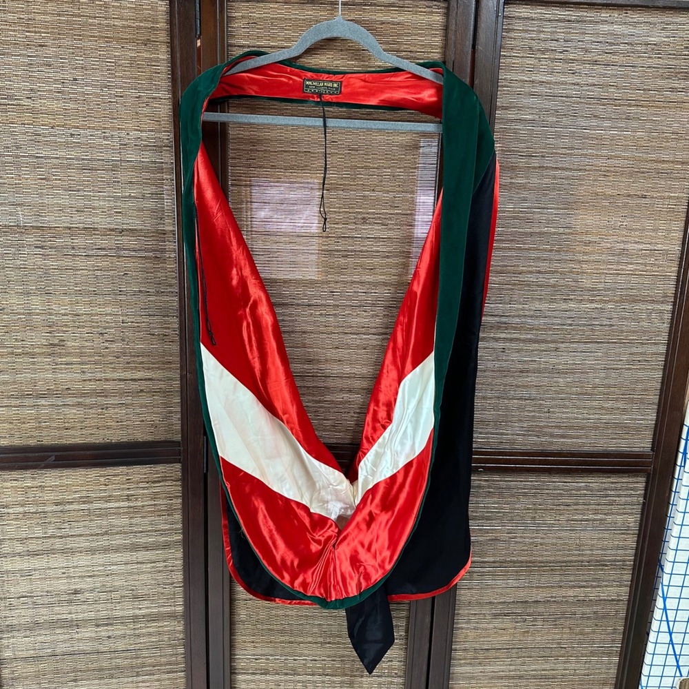 Vintage Macmillan Ward Inc Academic Doctoral Graduation Hood Green, White & Red